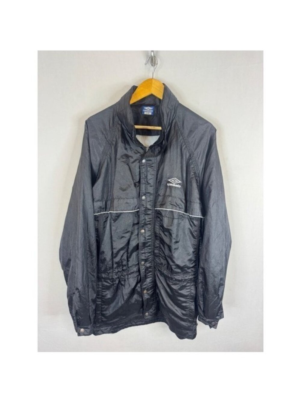 Vintage Umbro Windbreaker Jacket Black 90s Y2K Oversized Mesh Lined Mens Large